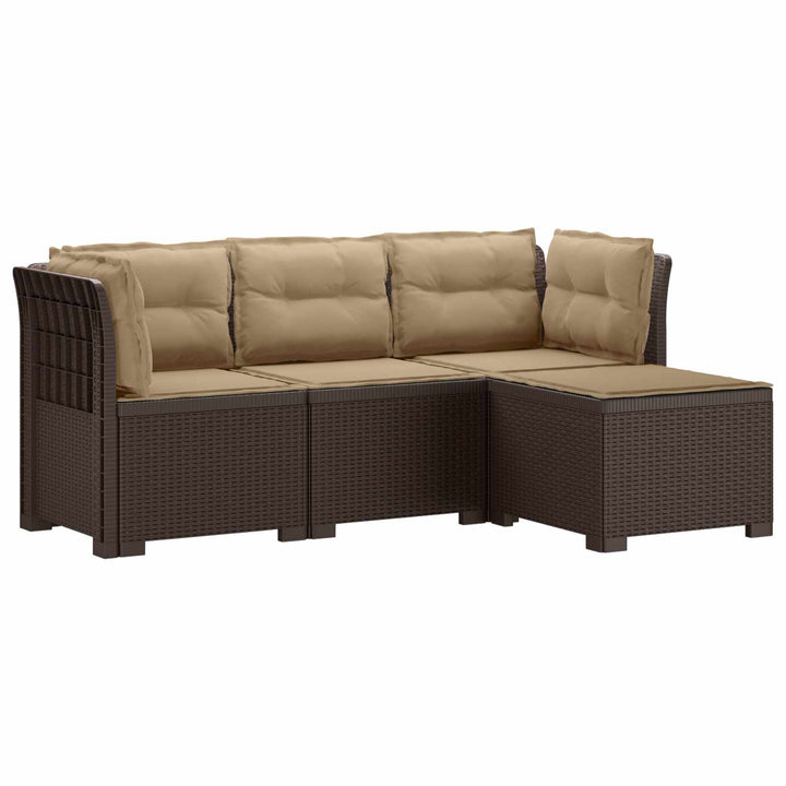 4-personers Have Sofa med Hynder Rattan Look PP Brun