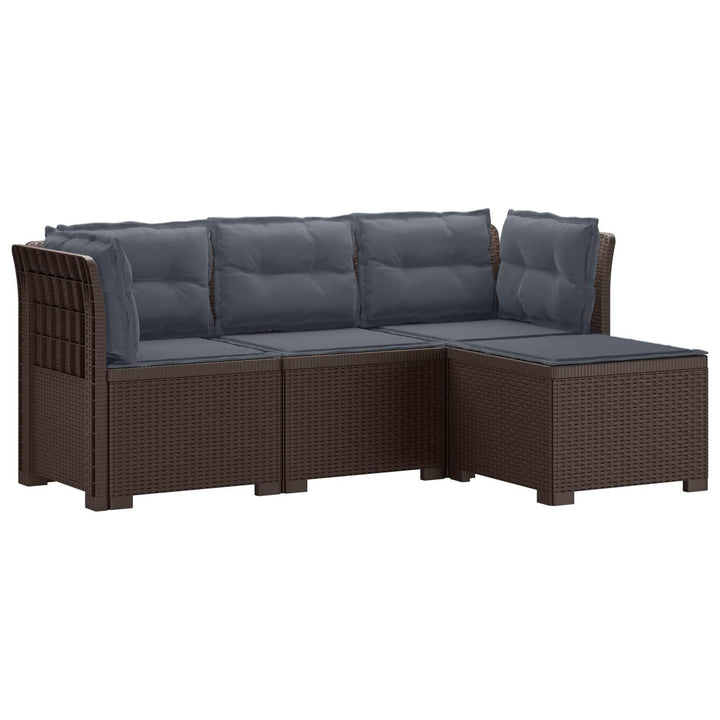 4-personers Have Sofa med Hynder Rattan Look PP Brun