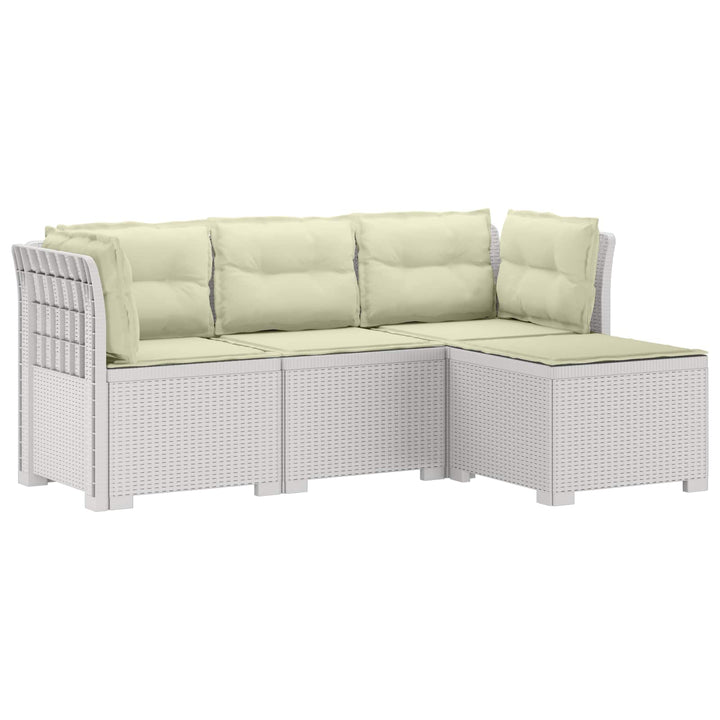 4-personers Have Sofa med Hynder Rattan Look PP Hvid