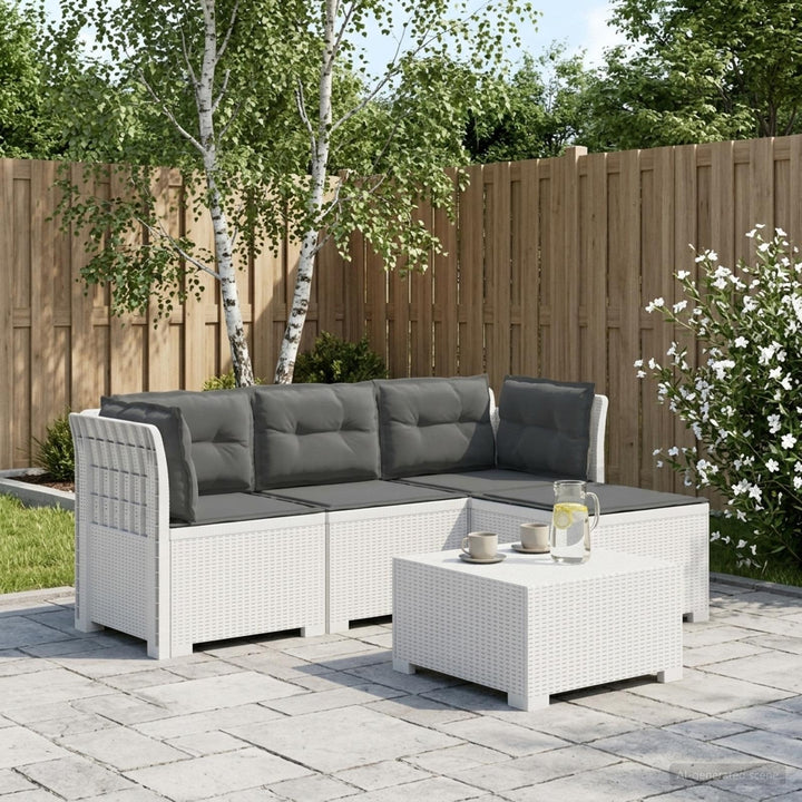 4-personers Have Sofa med Hynder Rattan Look PP Hvid