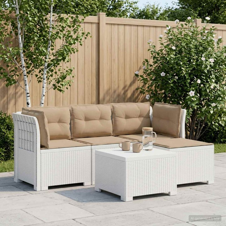 4-personers Have Sofa med Hynder Rattan Look PP Hvid