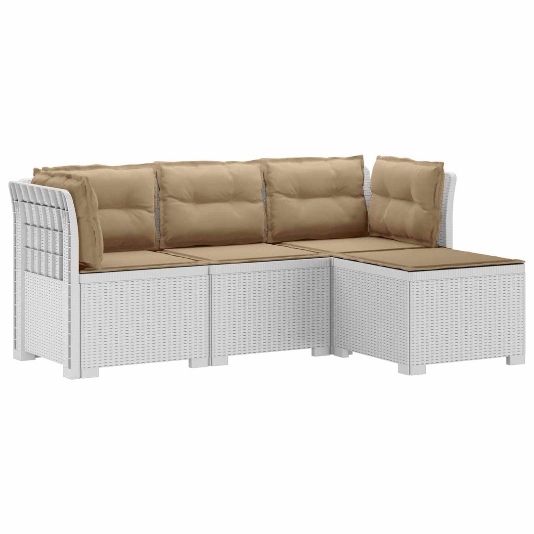 4-personers Have Sofa med Hynder Rattan Look PP Hvid