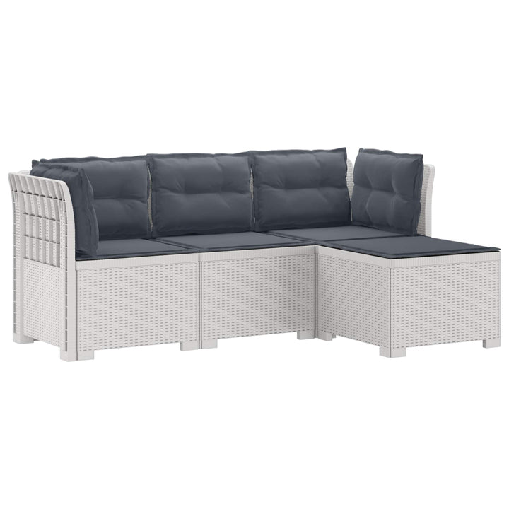 4-personers Have Sofa med Hynder Rattan Look PP Hvid