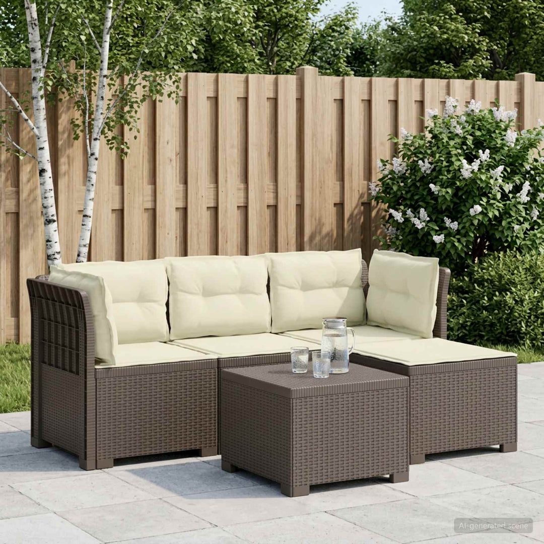 4-personers Have Sofa med Hynder Rattan Look PP Lysegrå
