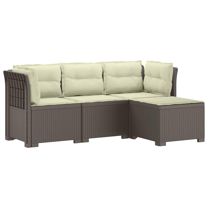 4-personers Have Sofa med Hynder Rattan Look PP Lysegrå