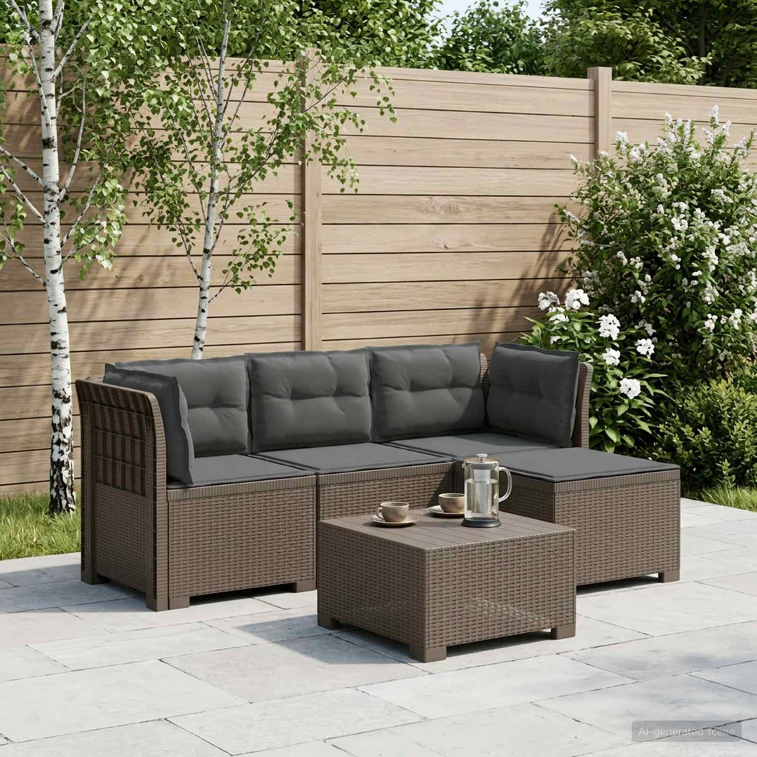 4-personers Have Sofa med Hynder Rattan Look PP Lysegrå