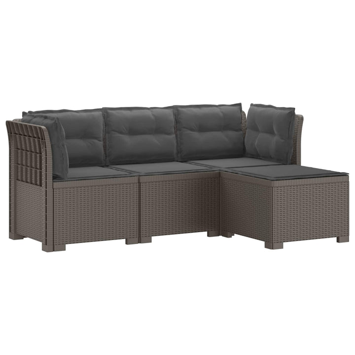 4-personers Have Sofa med Hynder Rattan Look PP Lysegrå