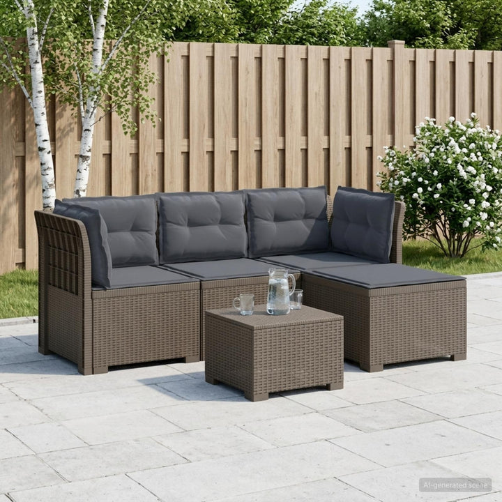 4-personers Have Sofa med Hynder Rattan Look PP Lysegrå