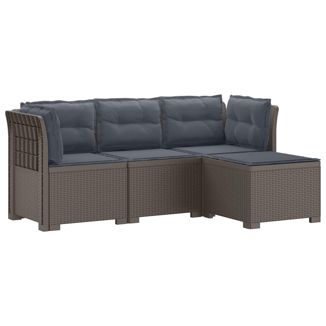 4-personers Have Sofa med Hynder Rattan Look PP Lysegrå