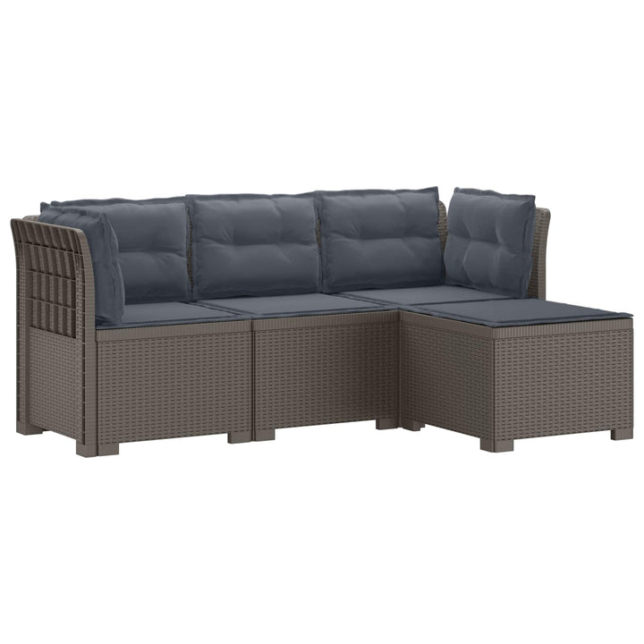4-personers Have Sofa med Hynder Rattan Look PP Lysegrå