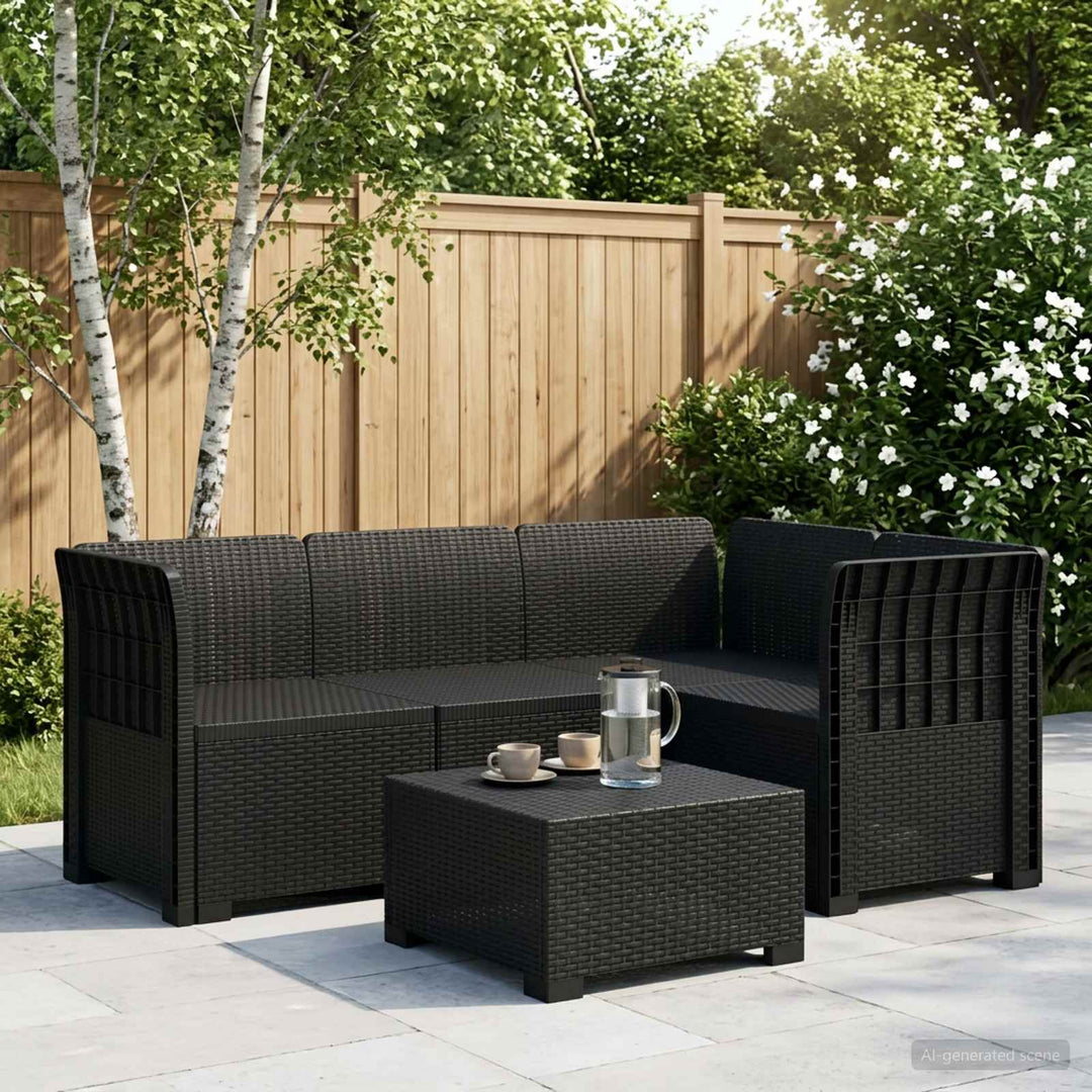 4-Persons Have Sofa Rattan Look PP Antracit