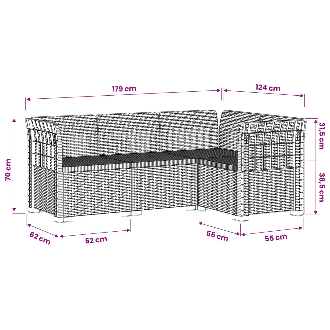 4-Persons Have Sofa Rattan Look PP Antracit