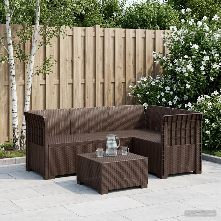 4-Persons Have Sofa Rattan Look PP Brun