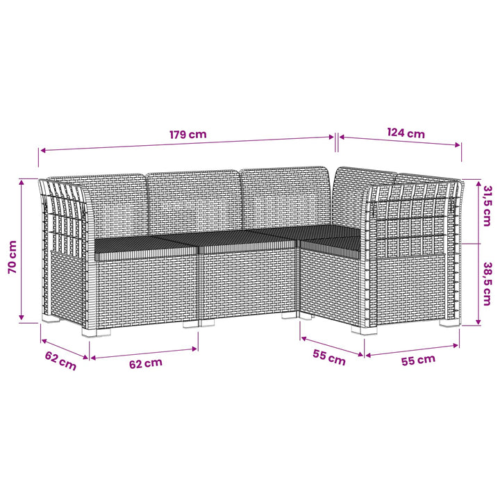 4-Persons Have Sofa Rattan Look PP Brun