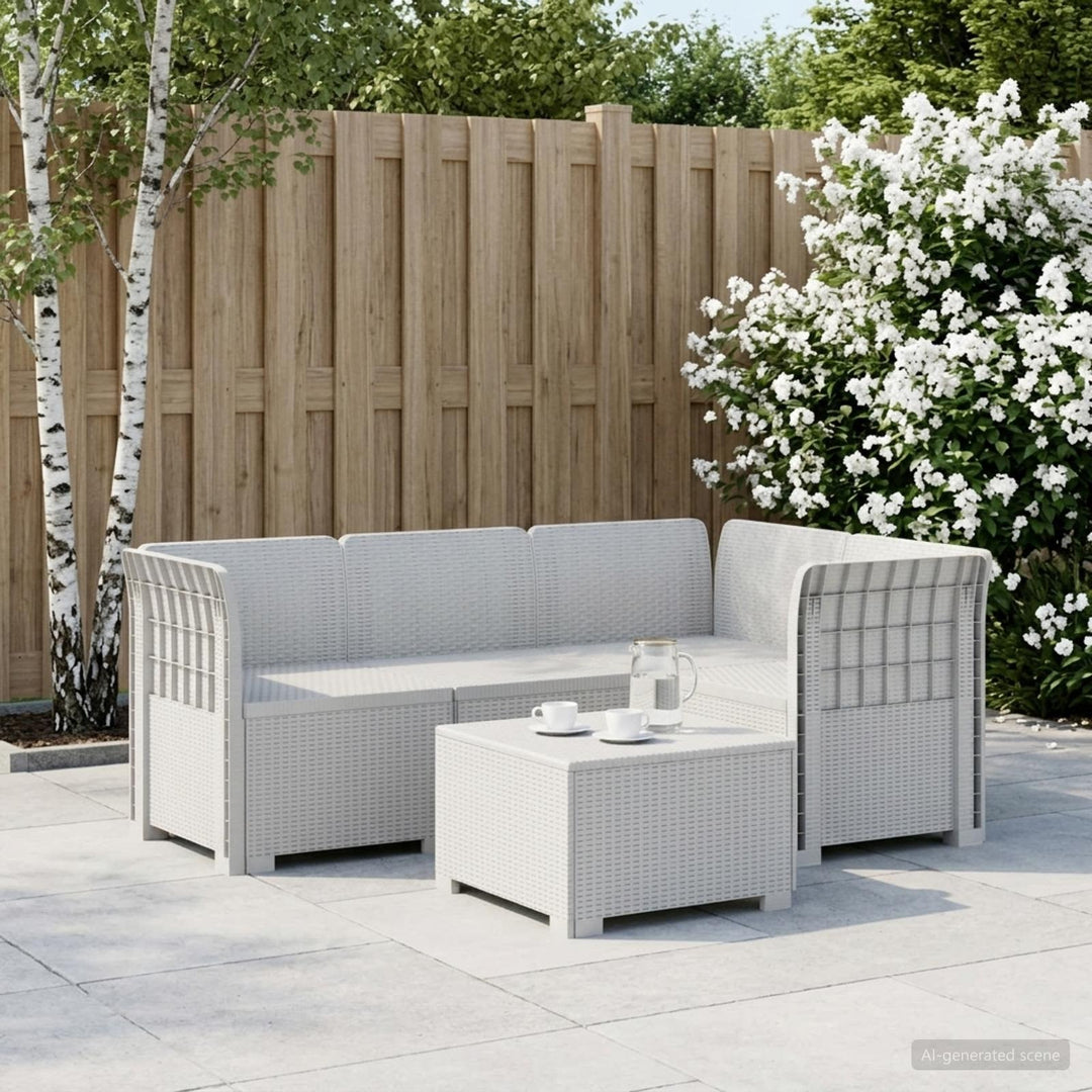 4-Persons Have Sofa Rattan Look PP Hvid