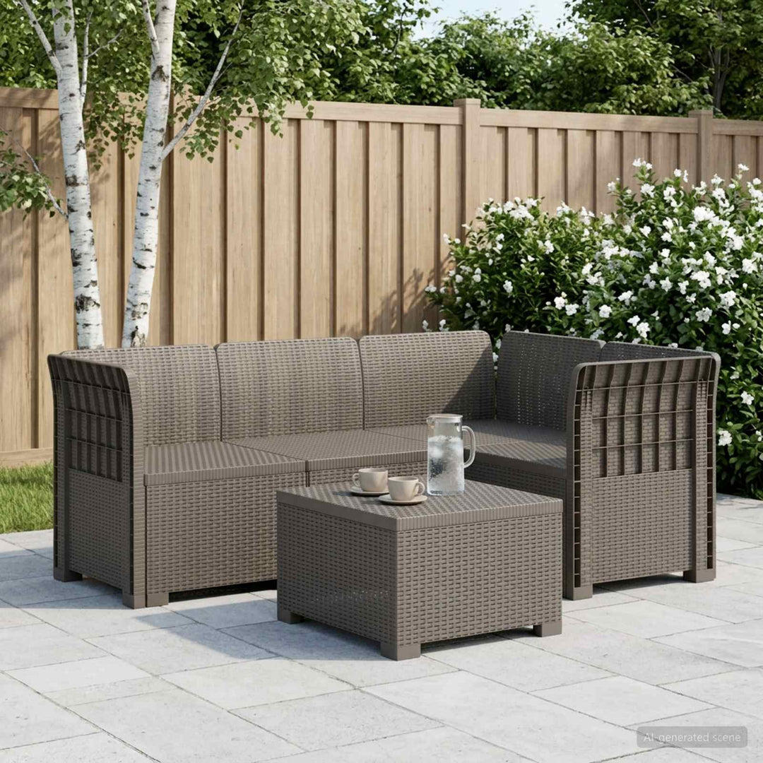 4-Persons Have Sofa Rattan Look PP Lysegrå
