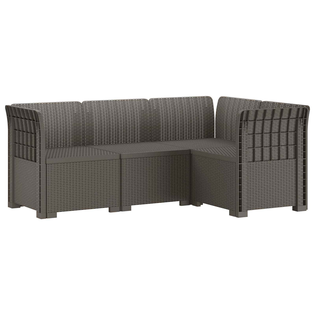 4-Persons Have Sofa Rattan Look PP Lysegrå