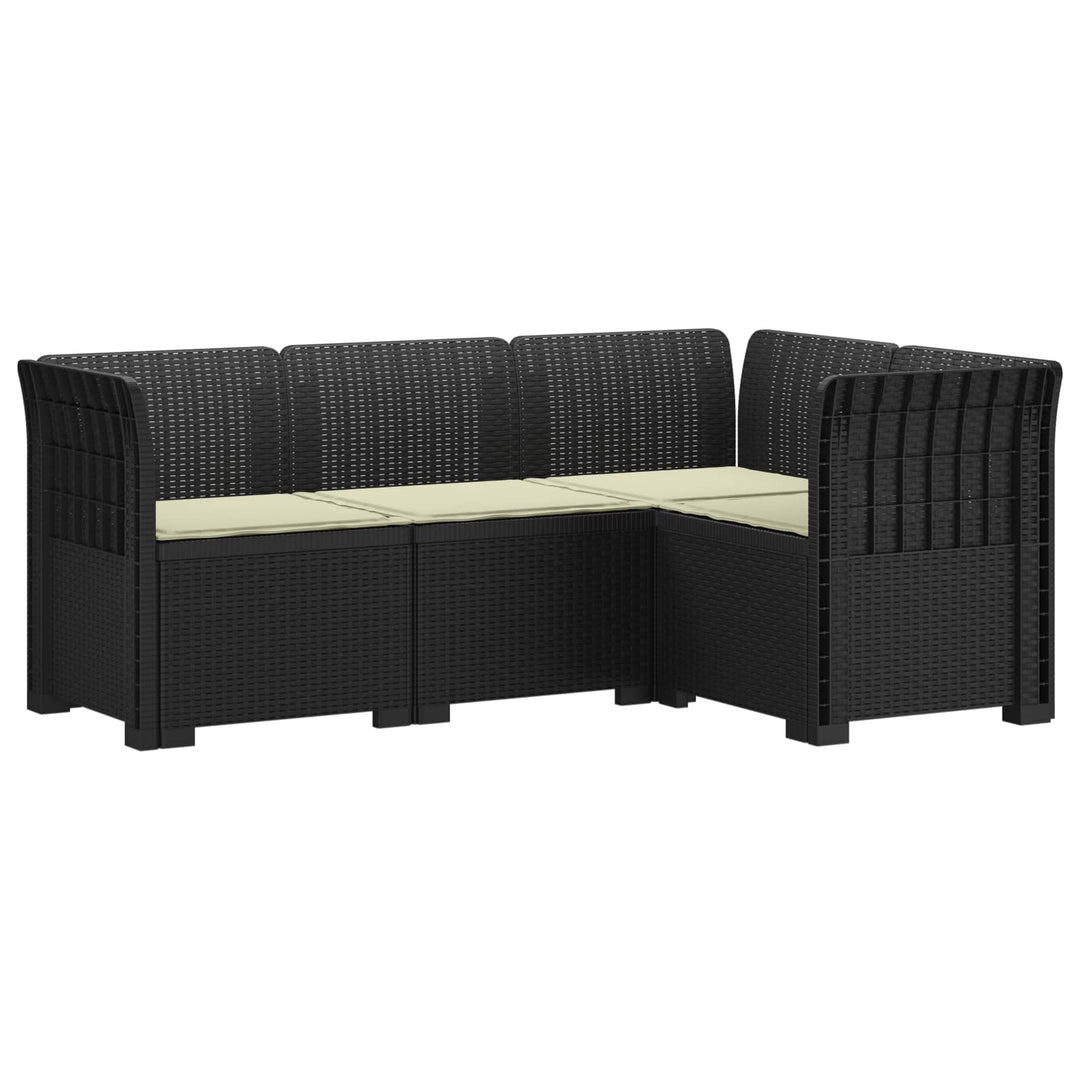 4-Persons Have Sofa med Puder Rattan Look PP Antracit