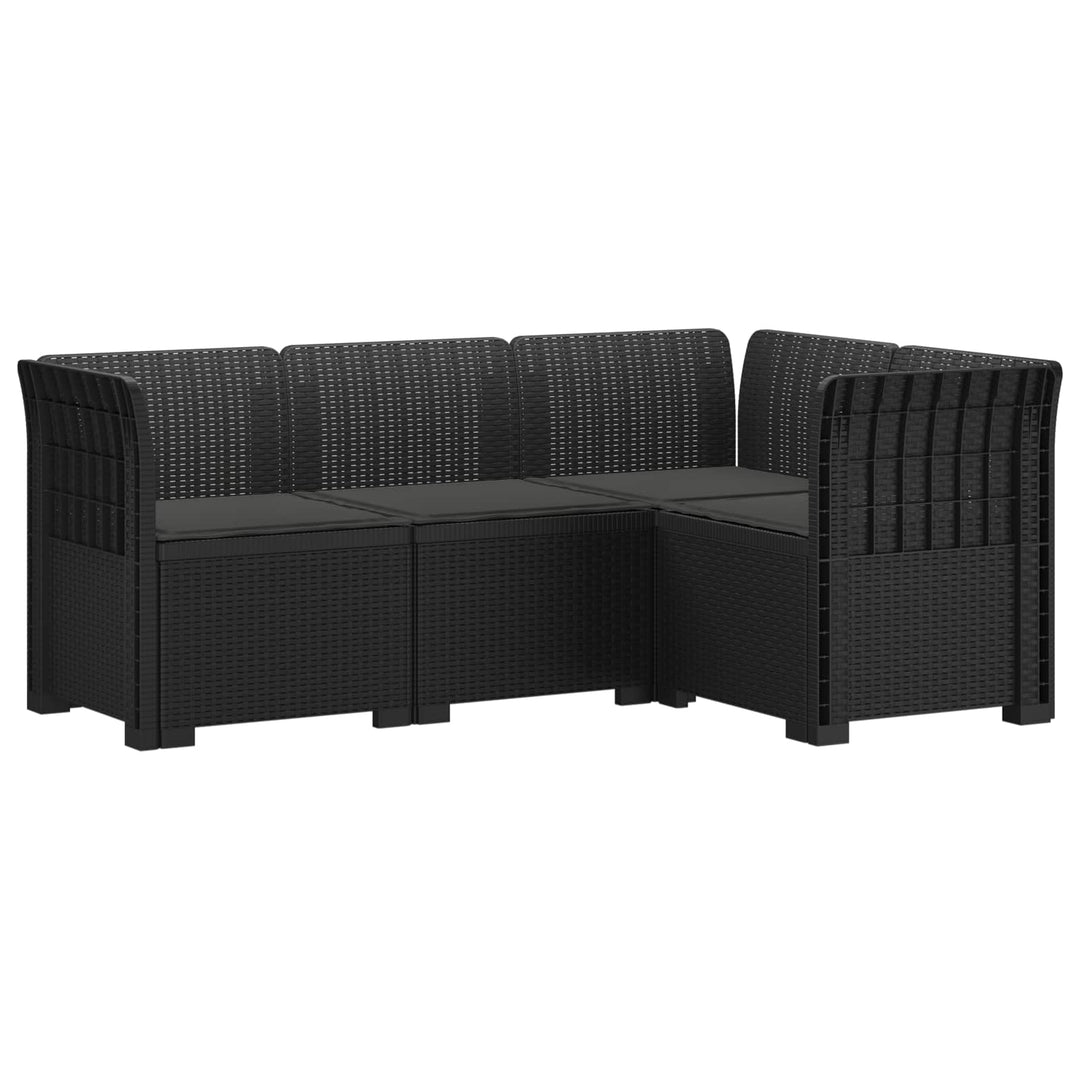 4-Persons Have Sofa med Puder Rattan Look PP Antracit