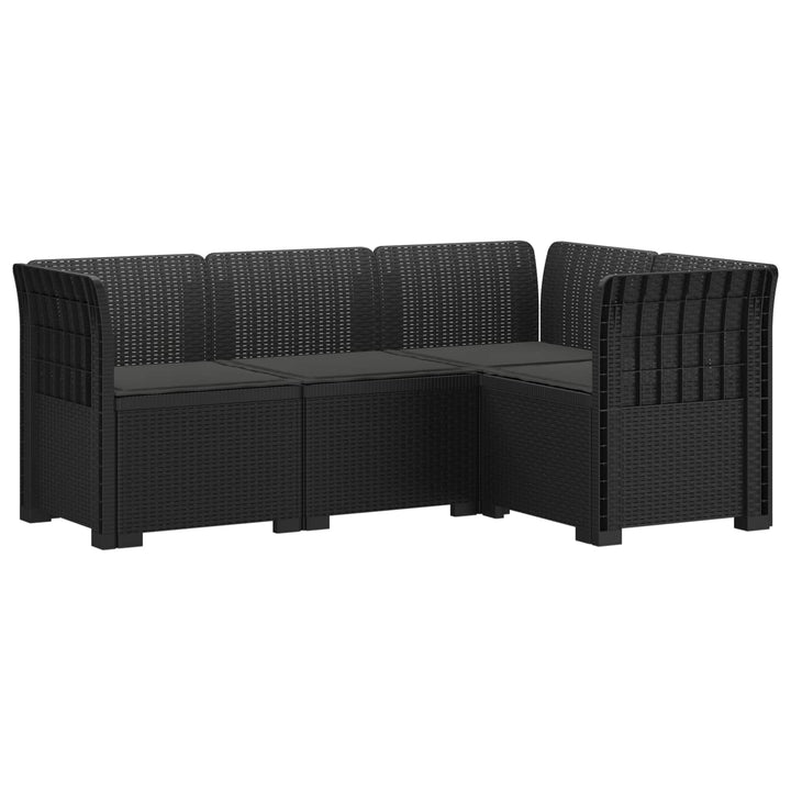 4-Persons Have Sofa med Puder Rattan Look PP Antracit