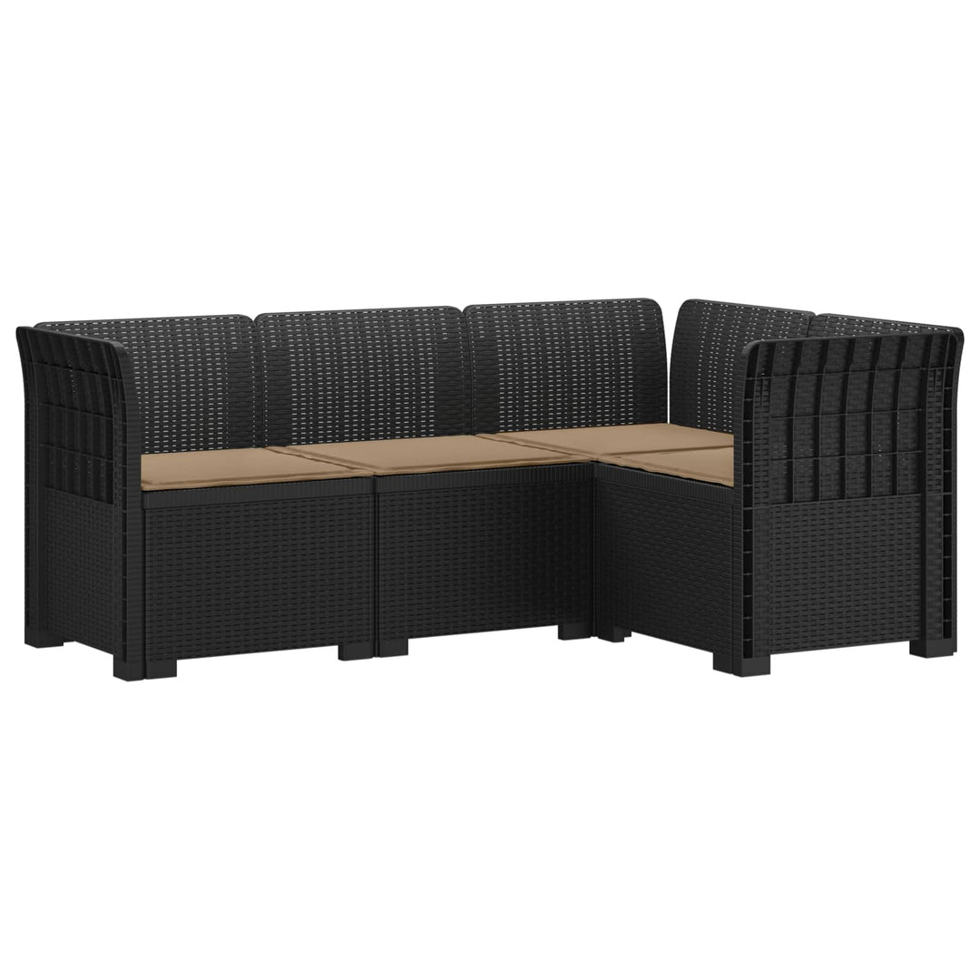 4-Persons Have Sofa med Puder Rattan Look PP Antracit