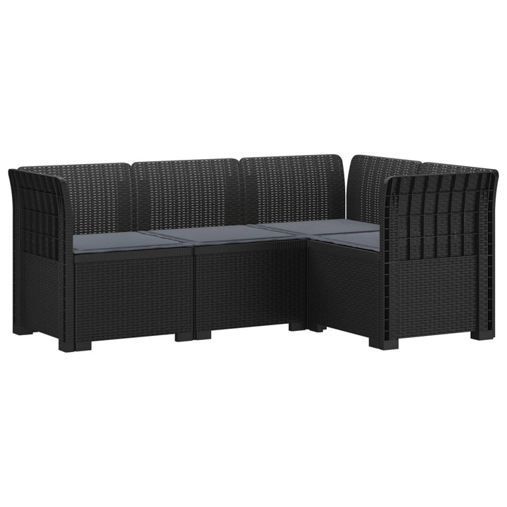 4-Persons Have Sofa med Puder Rattan Look PP Antracit