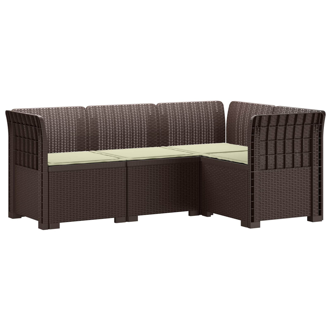 4-Persons Have Sofa med Puder Rattan Look PP Brun