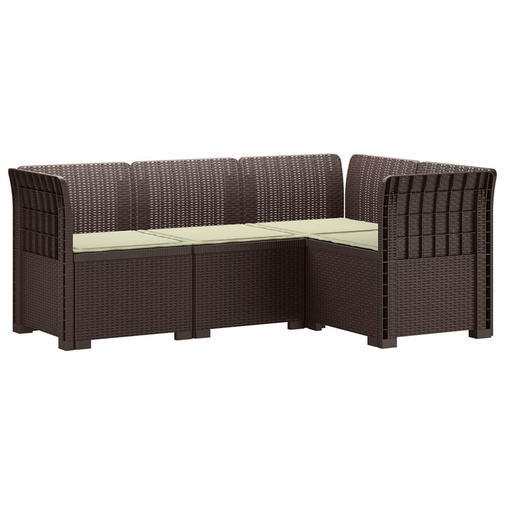 4-Persons Have Sofa med Puder Rattan Look PP Brun
