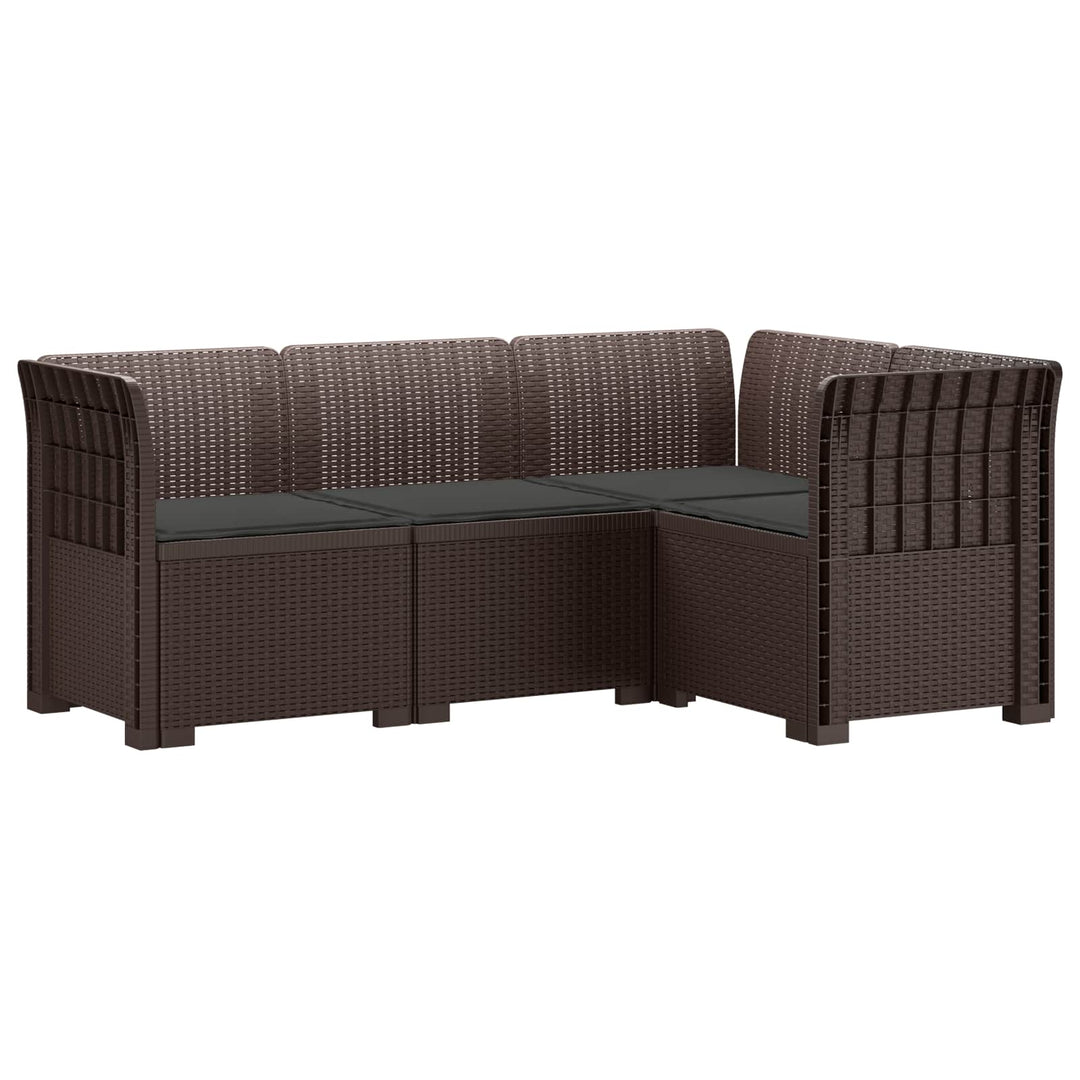 4-Persons Have Sofa med Puder Rattan Look PP Brun