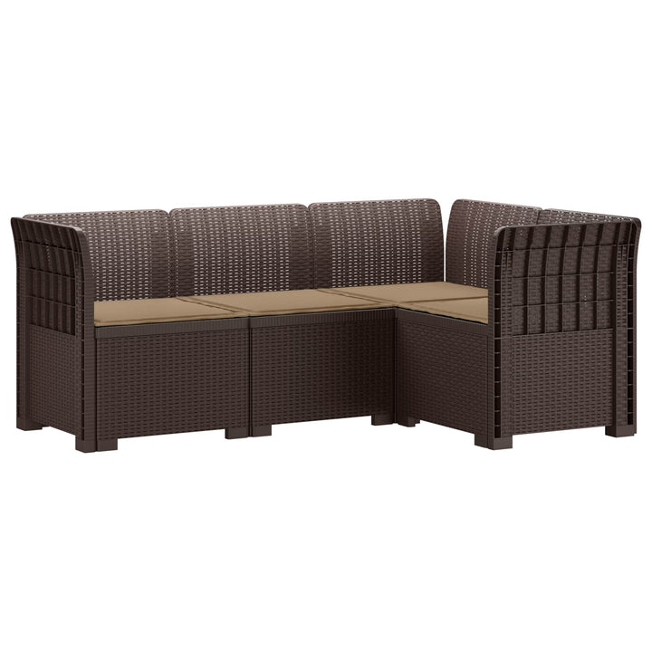 4-Persons Have Sofa med Puder Rattan Look PP Brun