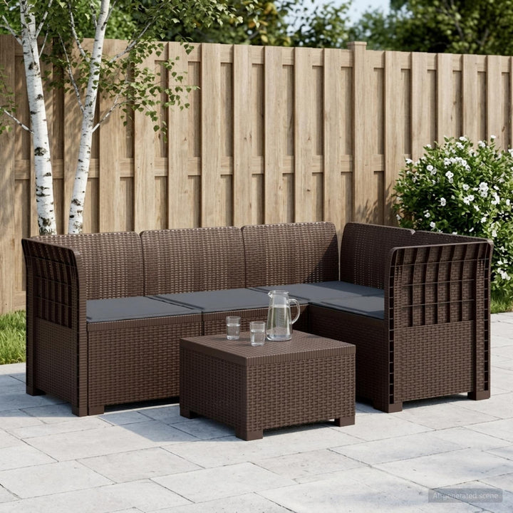 4-Persons Have Sofa med Puder Rattan Look PP Brun