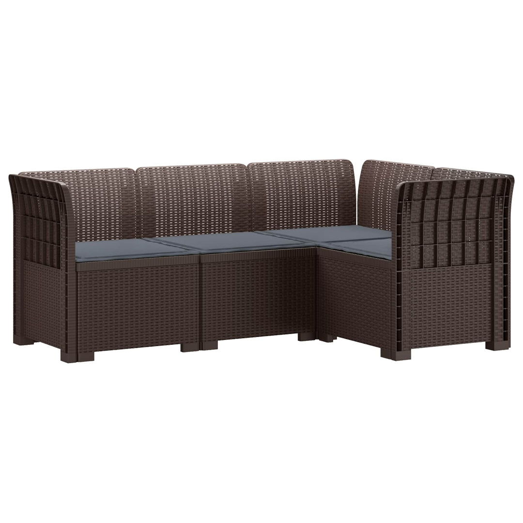 4-Persons Have Sofa med Puder Rattan Look PP Brun