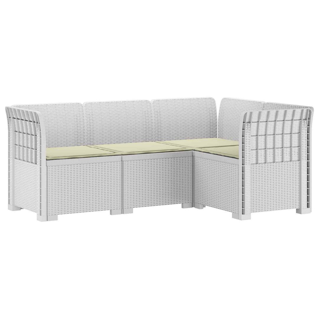 4-Persons Have Sofa med Puder Rattan Look PP Hvid