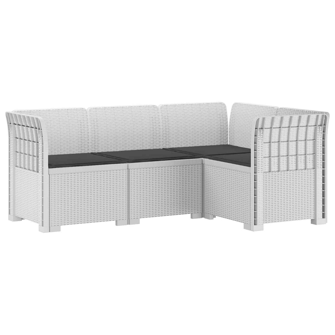 4-Persons Have Sofa med Puder Rattan Look PP Hvid