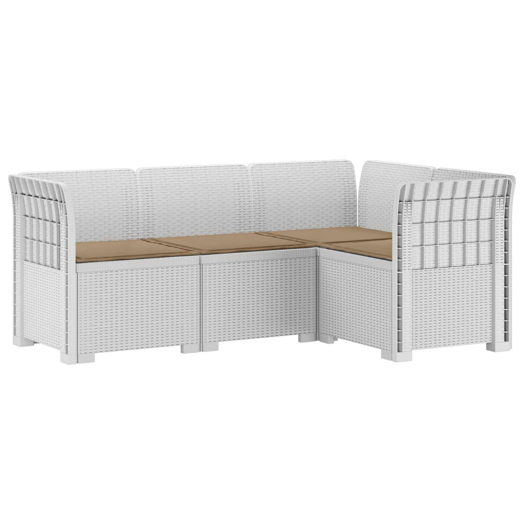 4-Persons Have Sofa med Puder Rattan Look PP Hvid
