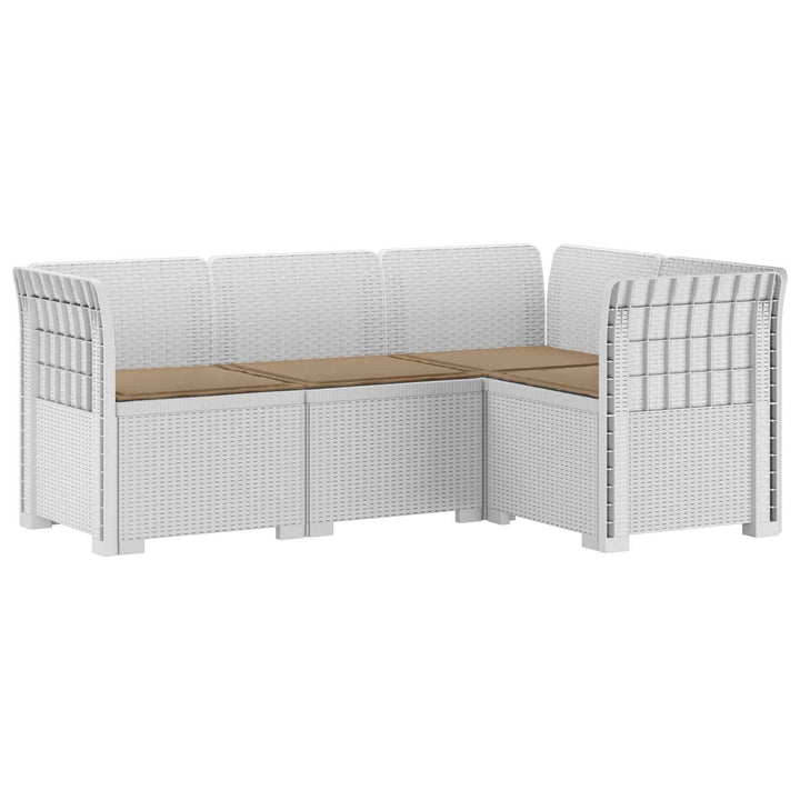 4-Persons Have Sofa med Puder Rattan Look PP Hvid