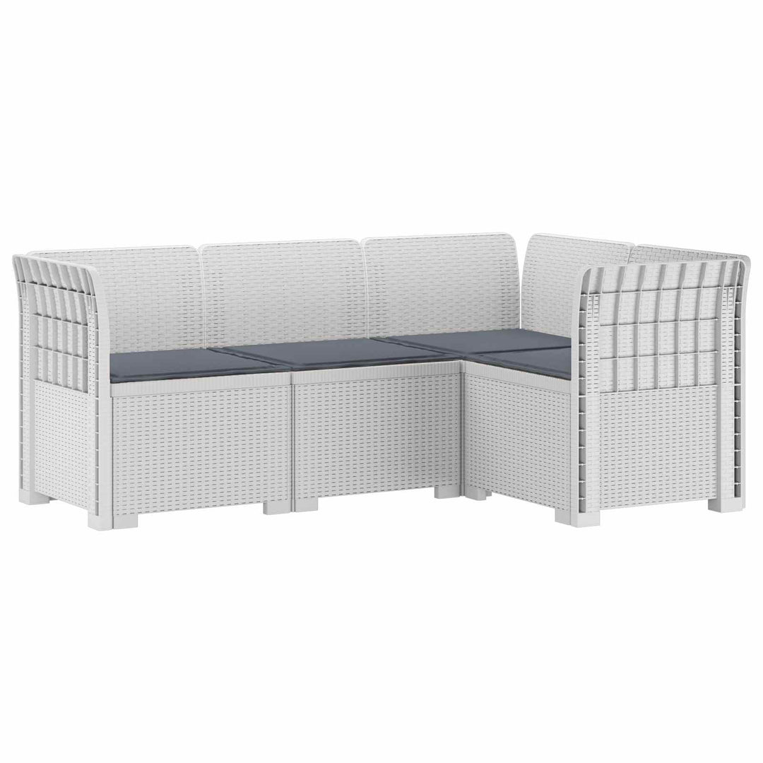 4-Persons Have Sofa med Puder Rattan Look PP Hvid