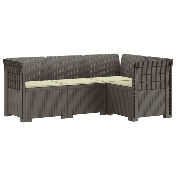 4-Persons Have Sofa med Puder Rattan Look PP Lysegrå