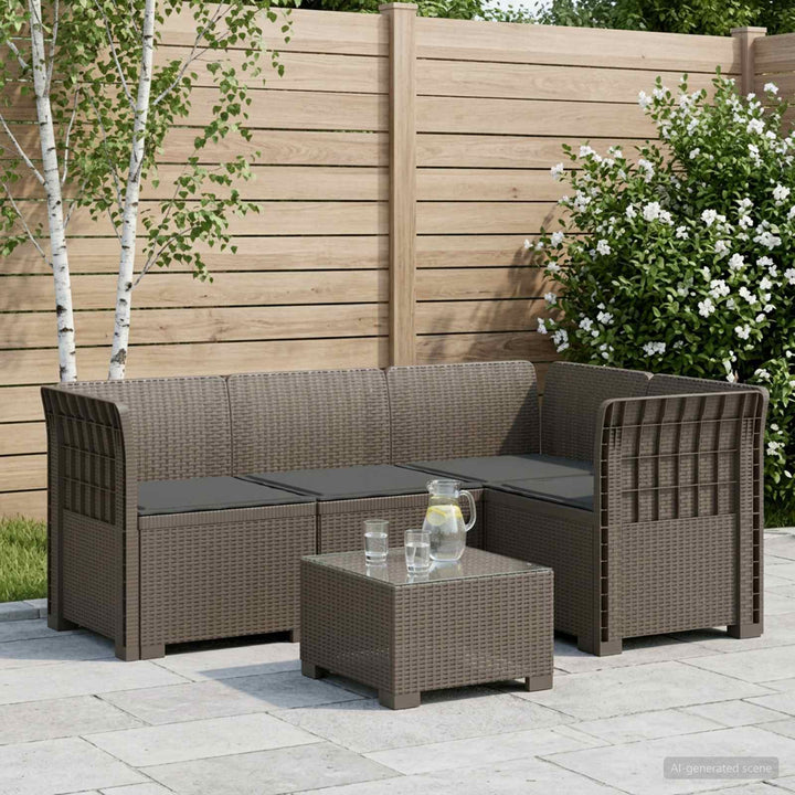 4-Persons Have Sofa med Puder Rattan Look PP Lysegrå