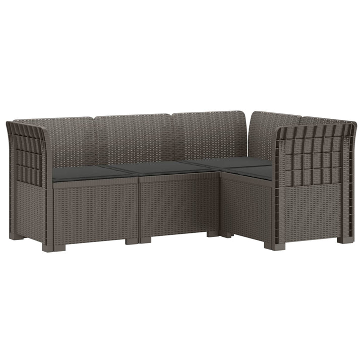 4-Persons Have Sofa med Puder Rattan Look PP Lysegrå