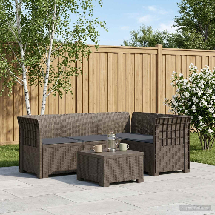 4-Persons Have Sofa med Puder Rattan Look PP Lysegrå