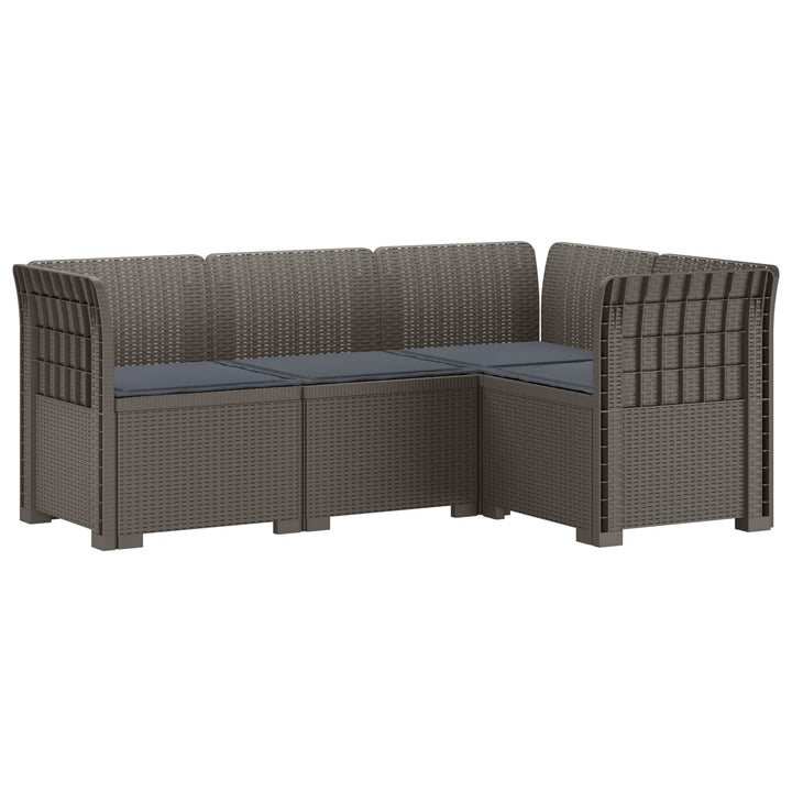 4-Persons Have Sofa med Puder Rattan Look PP Lysegrå