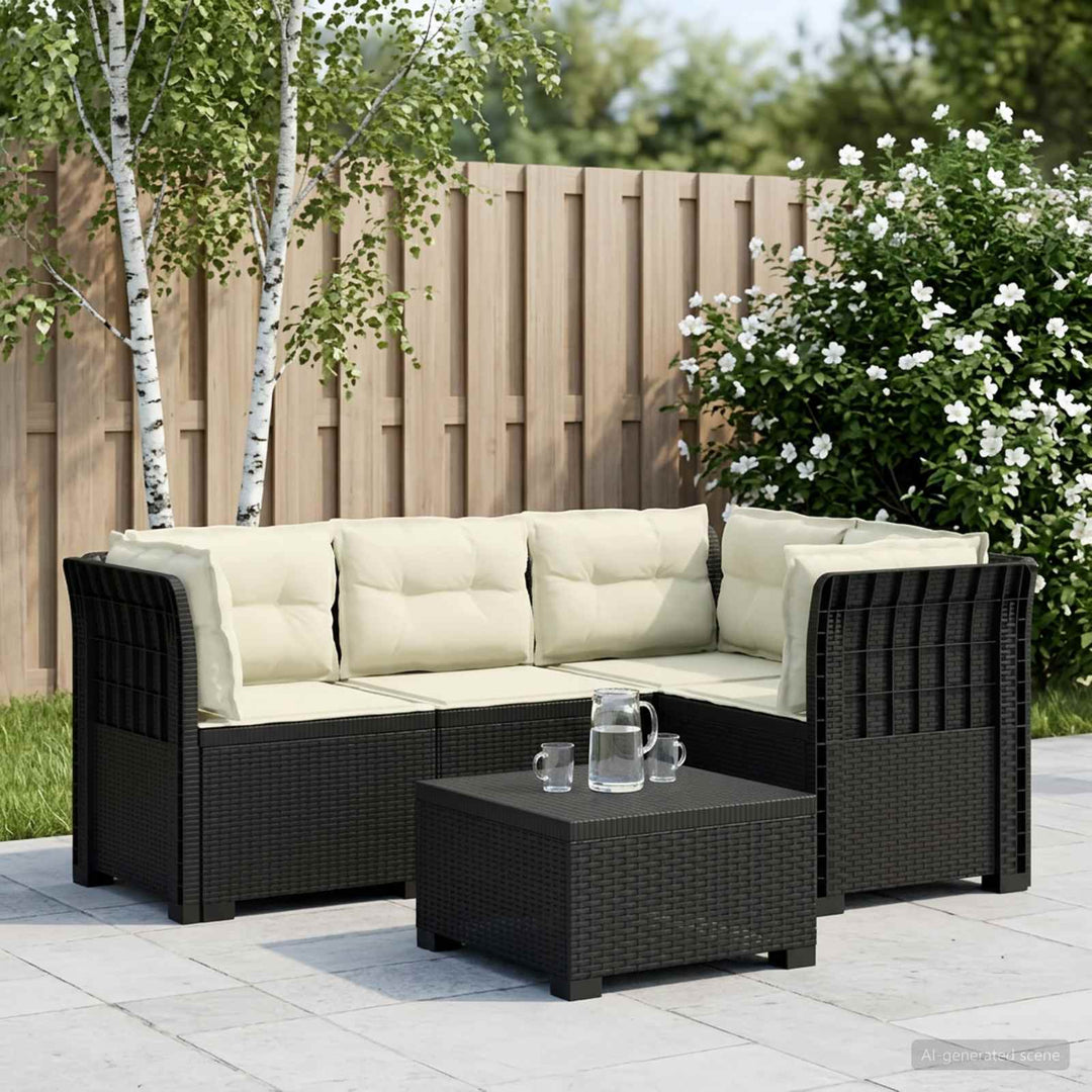 4-Persons Have Sofa med Puder Rattan Look PP Antracit