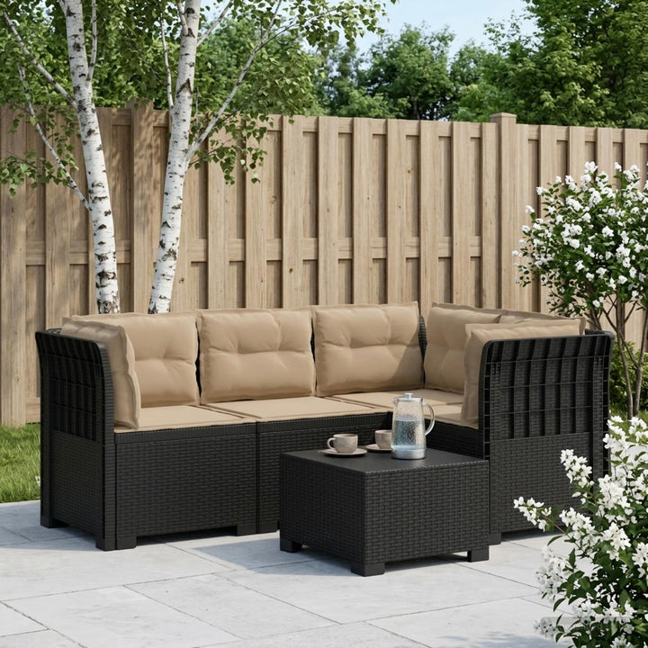 4-Persons Have Sofa med Puder Rattan Look PP Antracit