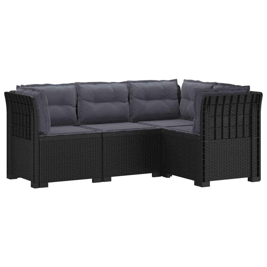 4-Persons Have Sofa med Puder Rattan Look PP Antracit