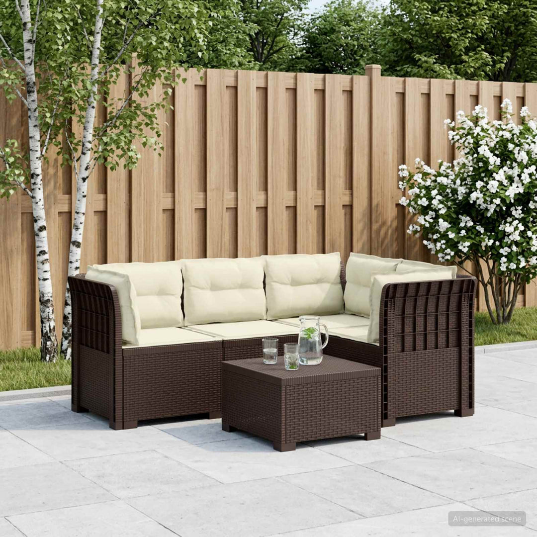 4-Persons Have Sofa med Puder Rattan Look PP Brun