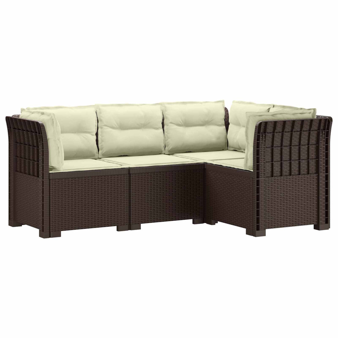 4-Persons Have Sofa med Puder Rattan Look PP Brun