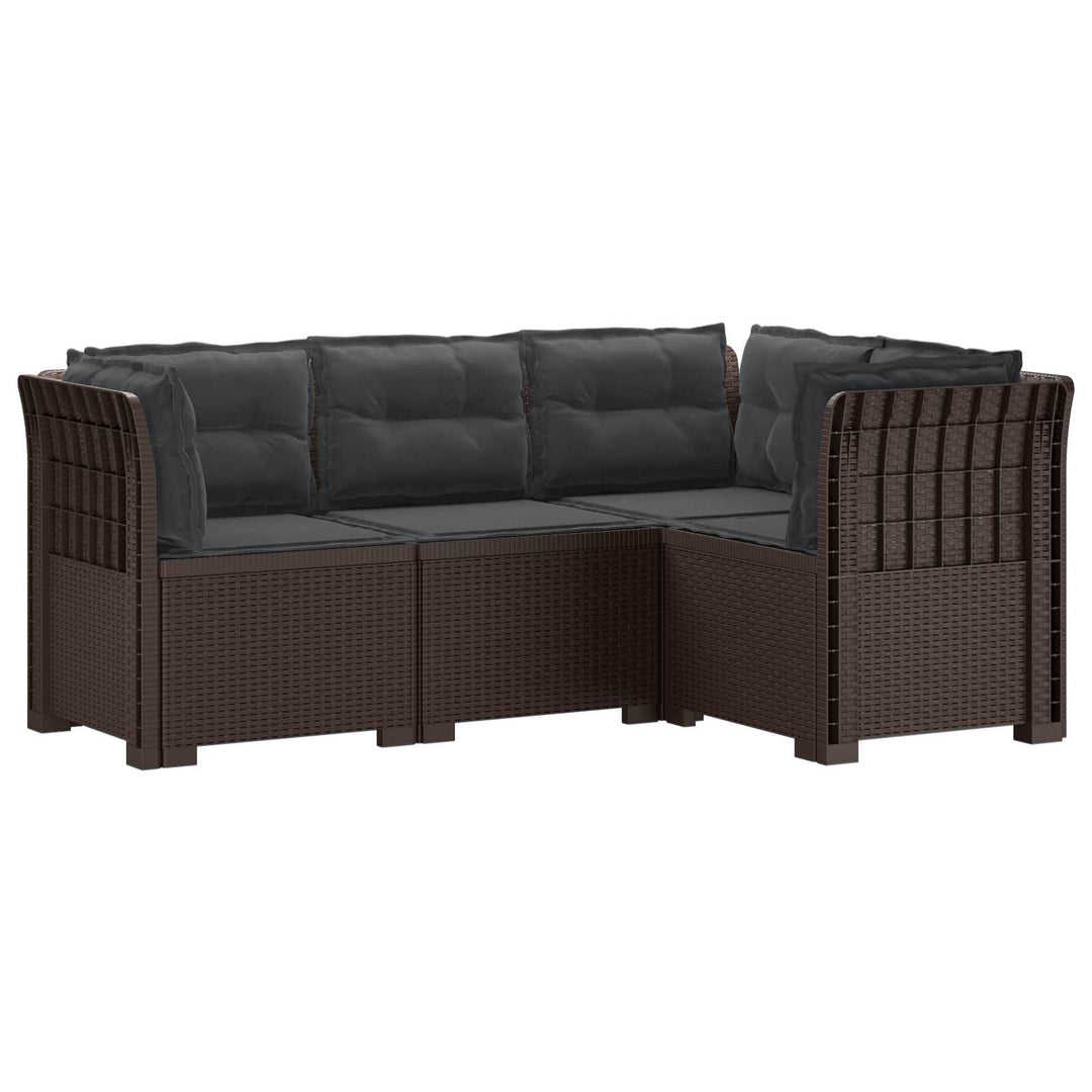 4-Persons Have Sofa med Puder Rattan Look PP Brun