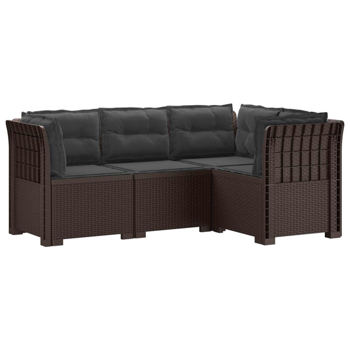 4-Persons Have Sofa med Puder Rattan Look PP Brun