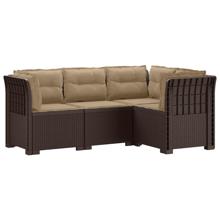4-Persons Have Sofa med Puder Rattan Look PP Brun